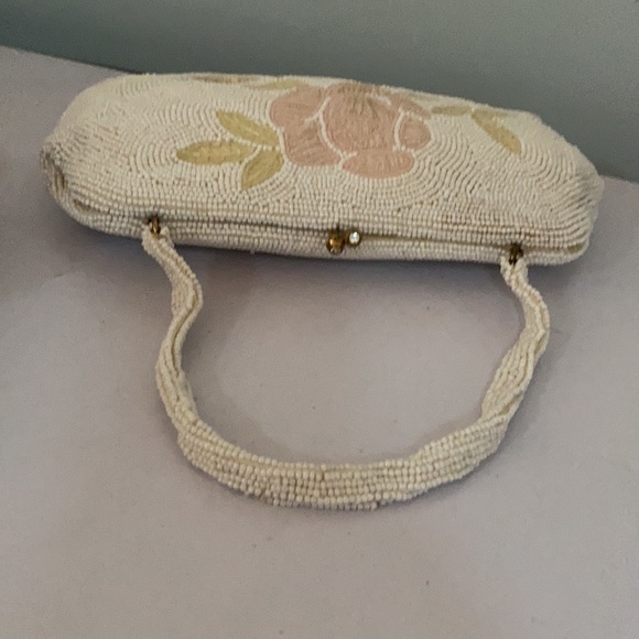VINTAGE BAG BY JOSEF BEADED JAPAN FLORAL CLUTCH - Picture 14 of 16